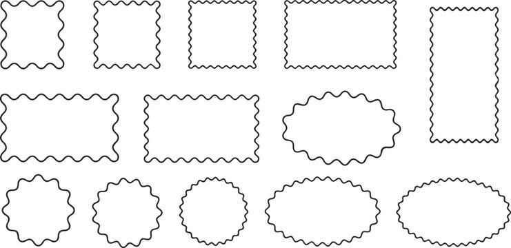 Collection of various wavy line frames isolated on, offering a versatile selection for design projects and creative layouts, adding a touch of elegance