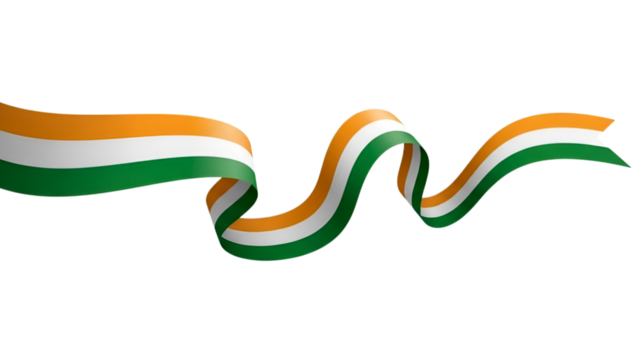Indian tricolor flag ribbon waving gracefully, representing national pride and independence