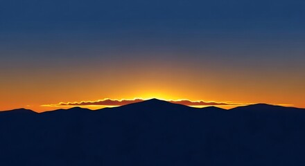 Serene Mountain Silhouette at Sunset - A Vector Landscape.