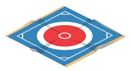 Fototapeta premium Curling target 3d icon with shadows and curved sheet design