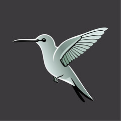 Obraz premium Elegant White Hummingbird in Flight A Minimalist Vector Illustration.