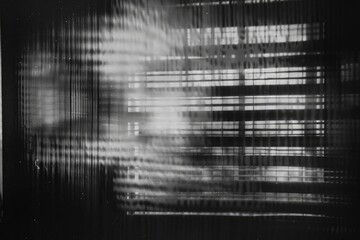 Abstract face behind blinds, in room; Light effect, potential art/design