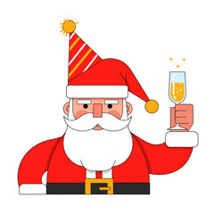 Cute cartoon Santa Claus raising a glass of champagne for a festive winter Christmas and Happy New Year party toast