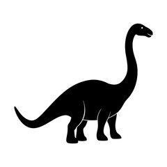 Brontosaurus Dinosaur Silhouette Vector Icon on White.