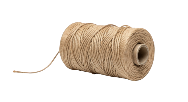 Jute twine spool isolated on transparent background