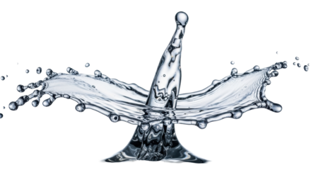 Clear transparent liquid mid-splash, intricate frozen patterns, delicate droplets, transparent studio background, ultra-realistic high-speed photography concept of invigorating purity and refreshment