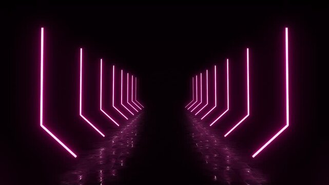 futuristic neon tunnel loop animation with pink lights for sci-fi, gaming & virtual events - Powered by Adobe