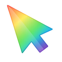3d Rainbow gradient computer mouse cursor isolated on transparent background