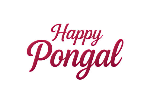 Elegant Happy Pongal pink text illustration with smooth lettering style, festive cultural theme, and bright celebratory message designed for seasonal artwork on white background