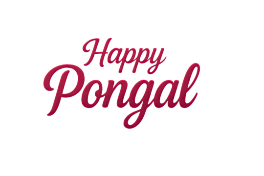 Elegant Happy Pongal pink text illustration with smooth lettering style, festive cultural theme, and bright celebratory message designed for seasonal artwork on white background