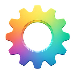 3d Colorful gear with gradient isolated on a transparent background