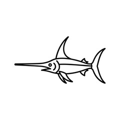 Illustration of a swordfish isolated on, showcasing its distinctive elongated bill and streamlined body