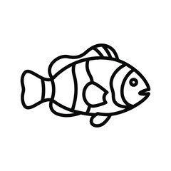 Illustration of a clownfish with black outlines isolated on, perfect for childrens coloring books