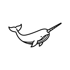 Illustration of a narwhal isolated on, a charming sea creature with a long tusk and a friendly face © Freelancer Orchi