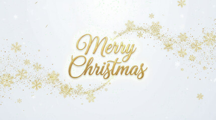 Elegant golden Merry Christmas text with a sparkling snowflake particle trail