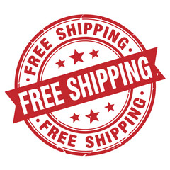 Free Shipping Stamp. Stamp Design Isolated on White Background. Grunge Stamp Vector Illustration.