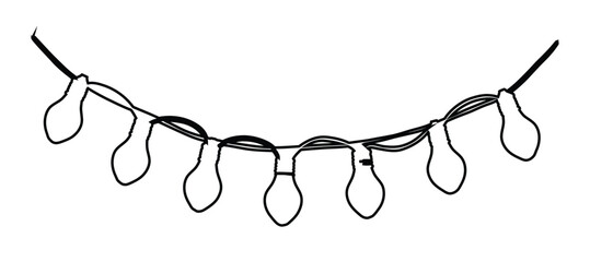 String of light bulbs isolated on white background, creating a festive and decorative atmosphere for celebrations and special occasions