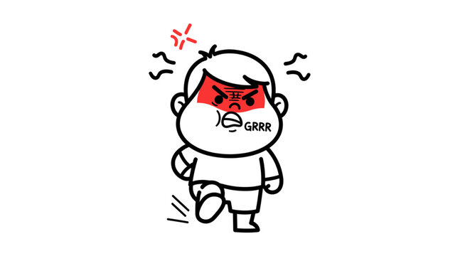 vector illustration of A cartoon character of an angry person with expression and motion, conveying anger and frustration