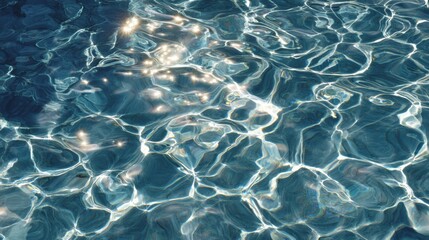Obraz premium Tranquil Blue Pool Water Reflecting Sunlight With Calming Ripples and Abstract Patterns on Surface