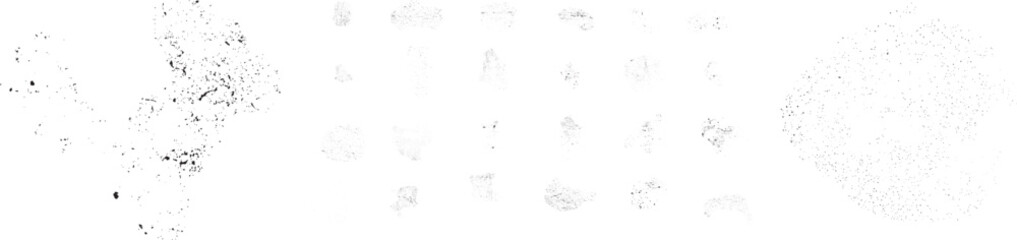 Set of distorted grungy abstract forms . Blob shape organic. Template for presentation, banner . Distressed isolated shape .Grunge textured . Distress vector shapes with noise .Screen print texture