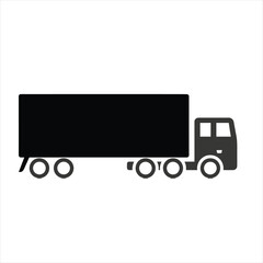 Truck Hauling Cargo on Road, Industrial Environment, Side View, Graphic Design Concept