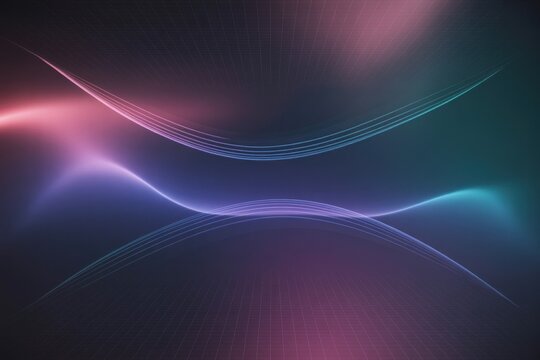 Abstract neon light waves flow across a futuristic digital grid - Powered by Adobe