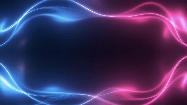 Neon Wave Background - Abstract Blue and Pink Light Trails.