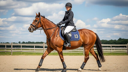 Obraz premium Horse Riding Competition – Equestrian Sports and Riding Concept
