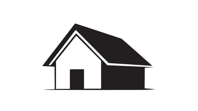 Simple house icon vector illustration in black and white isolated on white background for real estate or home services - Powered by Adobe
