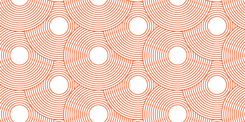 Fototapeta premium Modern abstract orange circle line patter background. Seamless design for banner and wave overlapping geometric design. 