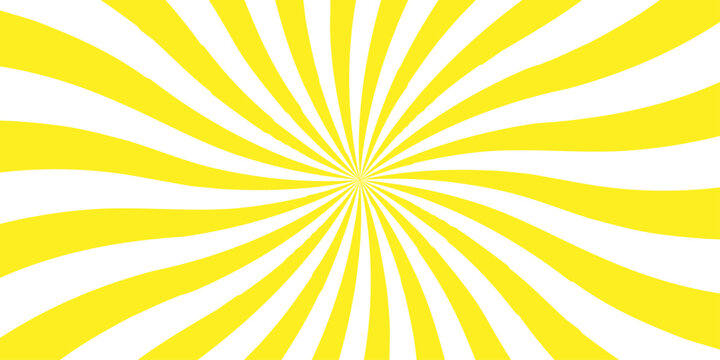 Vector sunray stripe background. Light sunburst glowing background. Sunburst pattern summer social banner. vector illustration pattern beam rays. Spiral radial striped backdrop design.	