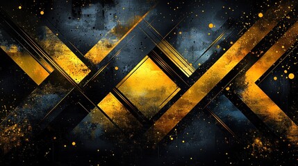 Abstract art with intersecting gold shapes on a dark background
