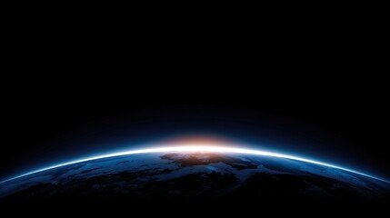Fototapeta premium A blue glowing light on the horizon, high resolution and high quality, suitable for technology, space, or nature-themed designs.