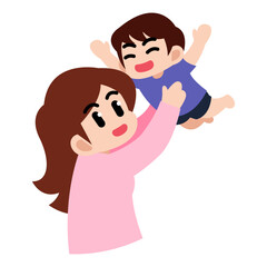 A collection of joyful mother and child illustration