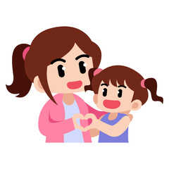 A collection of joyful mother and child illustration