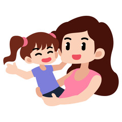 A collection of joyful mother and child illustration