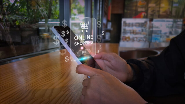 Mobile Shopping Interface in Modern Indoor Setting - Powered by Adobe