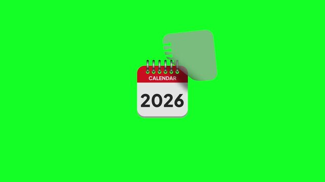 2025 New Year Calendar Animation Green Screen Loop