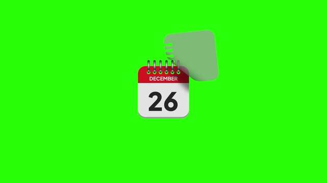 Christmas Day December 25 Calendar Animation Green Screen Loop