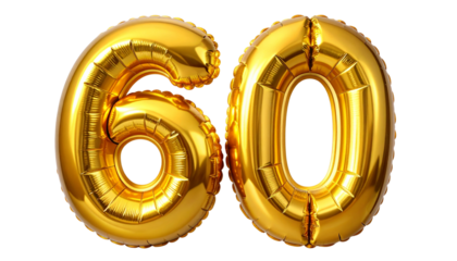Shiny Gold 60 Balloon Numbers for Milestone Celebration Decor