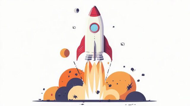 Video A red and white rocket soaring through the sky, capturing a moment of thrilling action