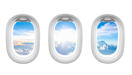  Triple Airplane Window Frame Mockup for Custom Travel Scenes