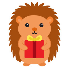 Hedgehog with Gift Box