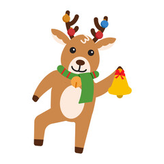 Reindeer Ringing Christmas Bell