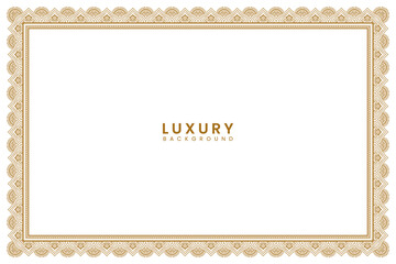 Elegant golden frame design creates a luxurious border for wedding invitation, announcement or certificate. Rectangle islamic page border.