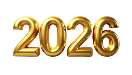  Golden 2026 Numerals in Glossy Festive Finish