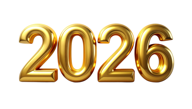  Golden 2026 Numerals in Glossy Festive Finish