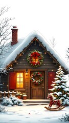 Fototapeta premium christmas house in the snow