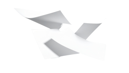 Minimal White Papers Suspended Mid-Air for Data and Workflow Themes