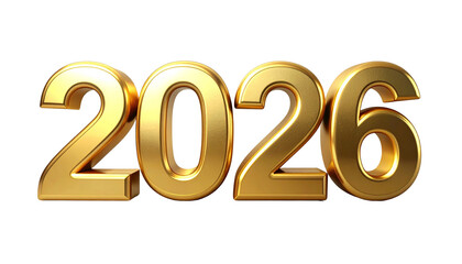  Metallic Gold 2026 New Year Typography with Reflective Shine